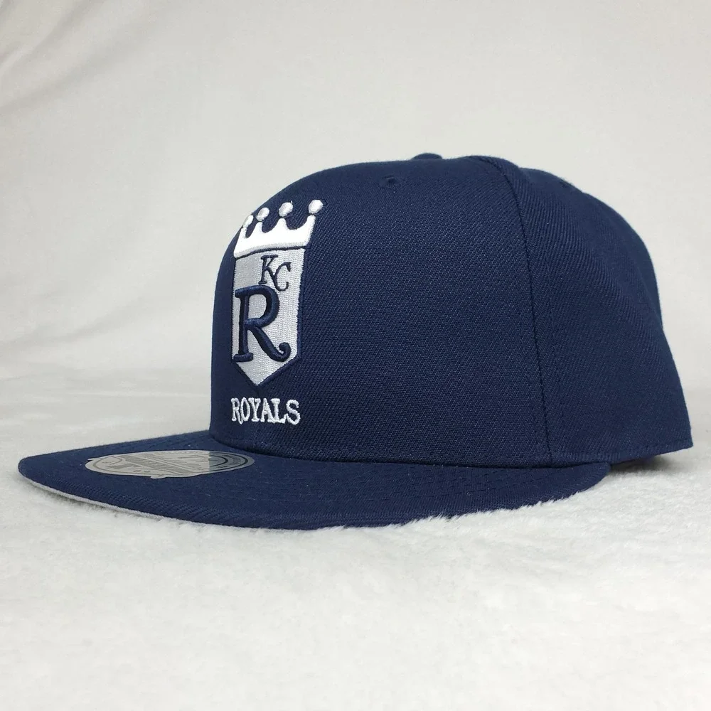KC‎ Royals Mitchell & Ness MLB Fitted 7 3/8 Liberty Fit Hat Cap Navy NWT